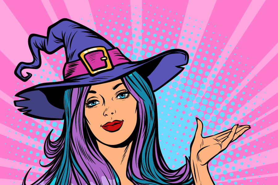 A colorful graphic of a witch starts off this article on sex magick. Rose has been practicing sex magic for several years now and wants to share what it means to her