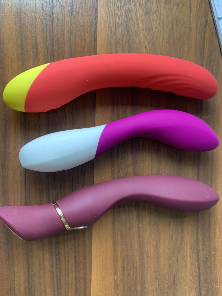 Hype, Mona, Chance Viotec Touching Screen 6 Vibration G-Spot Vibrator pictured top to bottom. They are similar