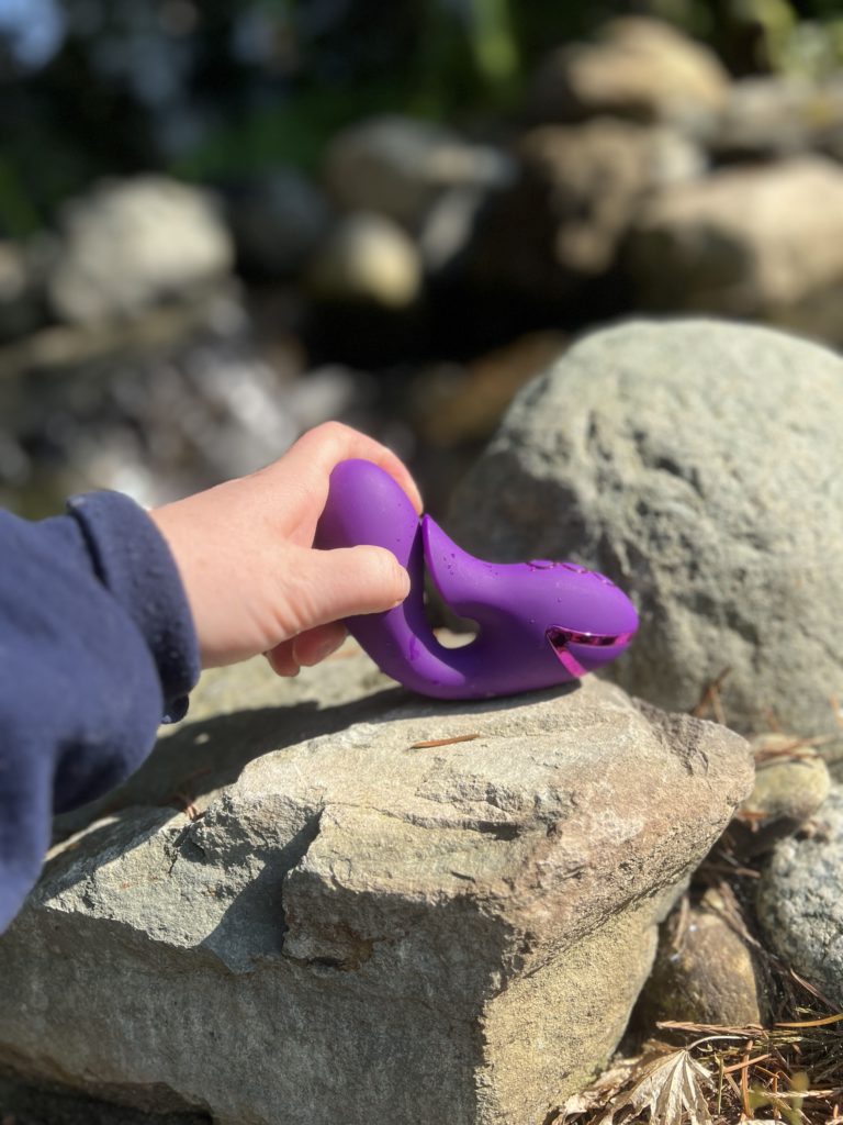 huntington beach vibrator is a purple toy that is bendy to accommodate your body. 